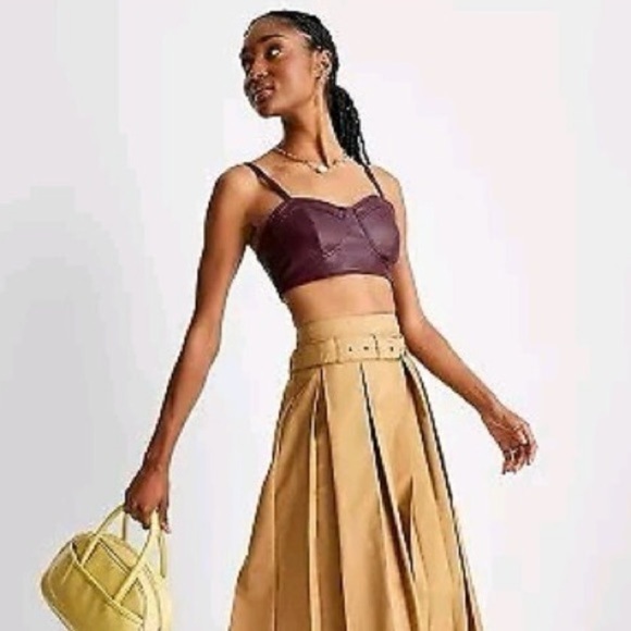 Future Collective Dresses & Skirts - Future Collective Faux Leather Crop Top • Berry